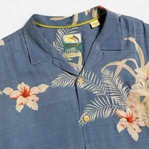 Tommy Bahama Men's Short Sleeve Blue Hawaiian Floral Shirt Size XL 100% Silk